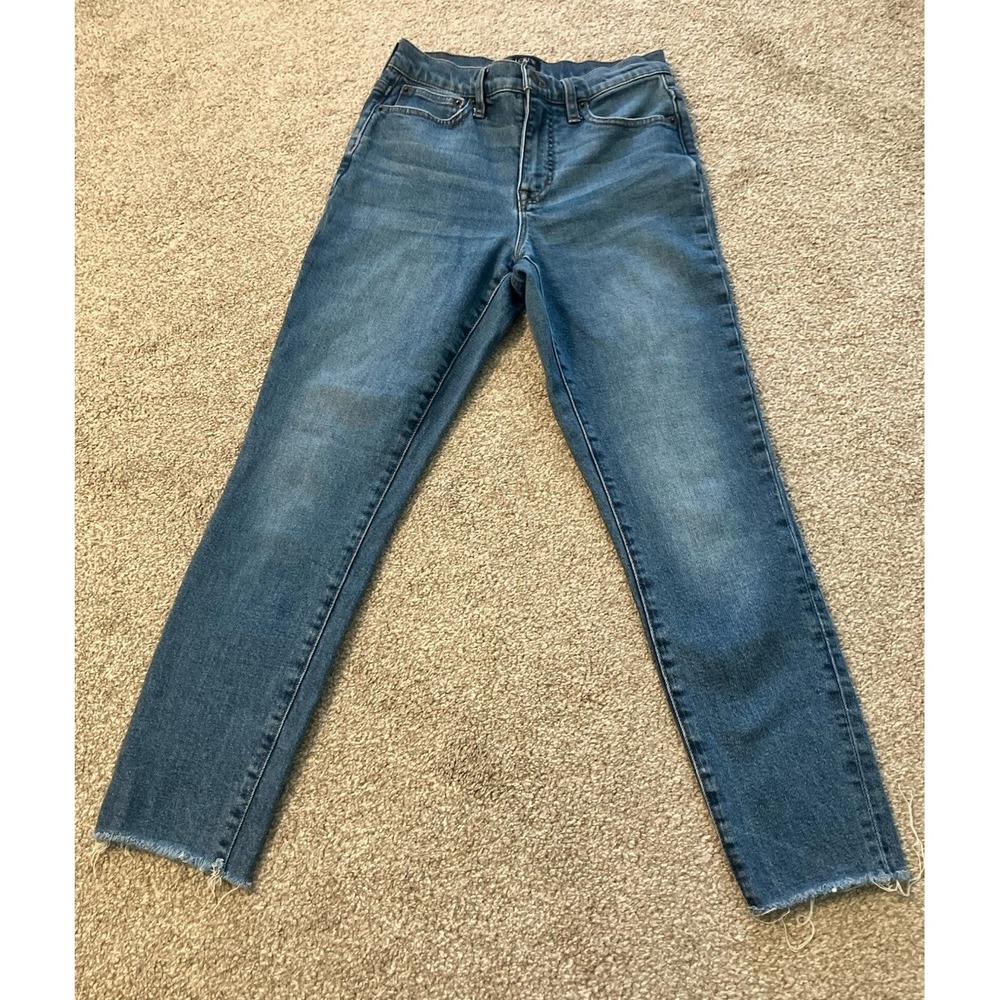 J. Crew 10" High Rise Skinny Light‎ Blue Denim Raw Hem Jeans Size 25